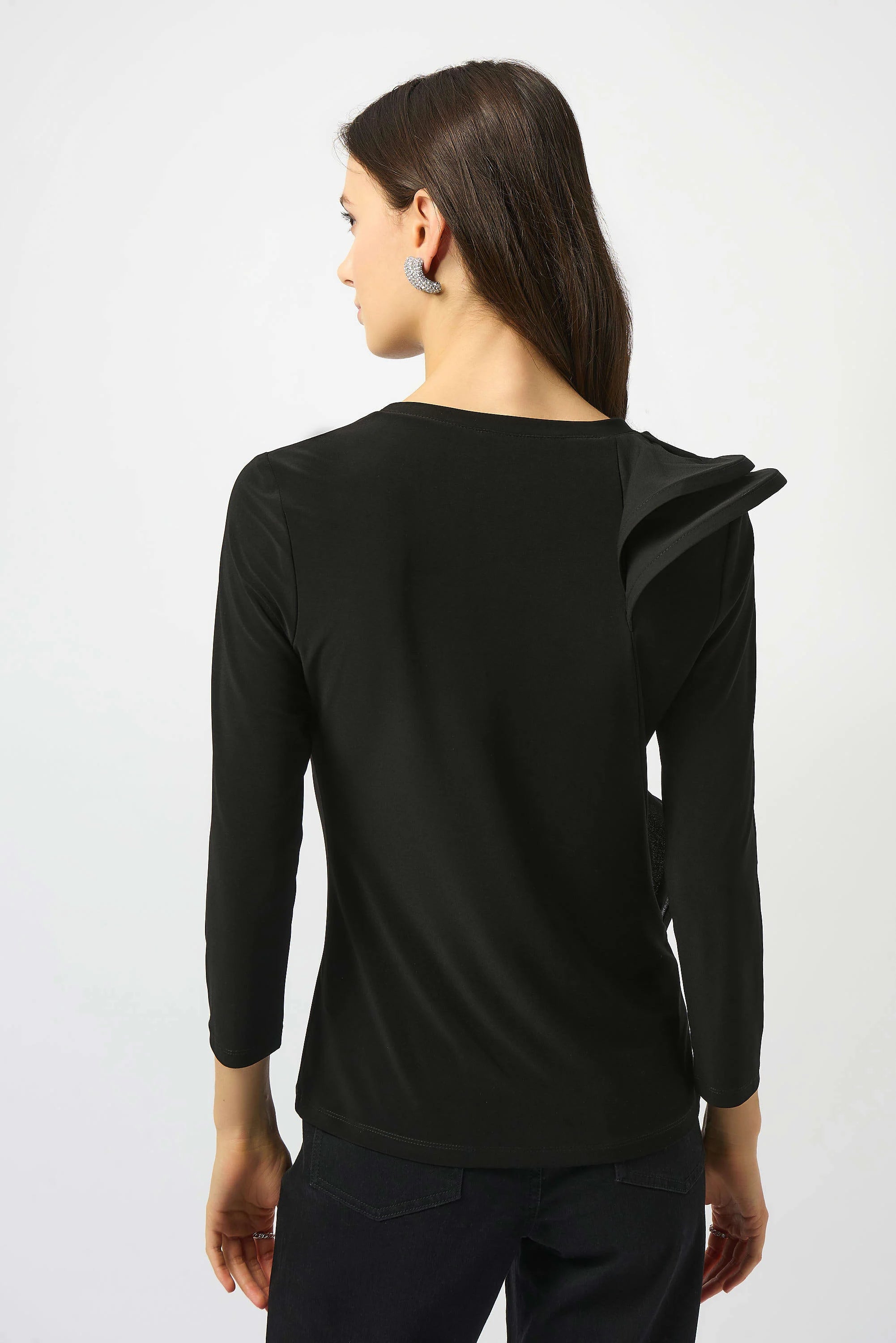 Joseph Ribkoff Silky Knit Fitted Ruffled Top-253047