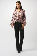Joseph Ribkoff Satin Animal Print Draped Top-253059