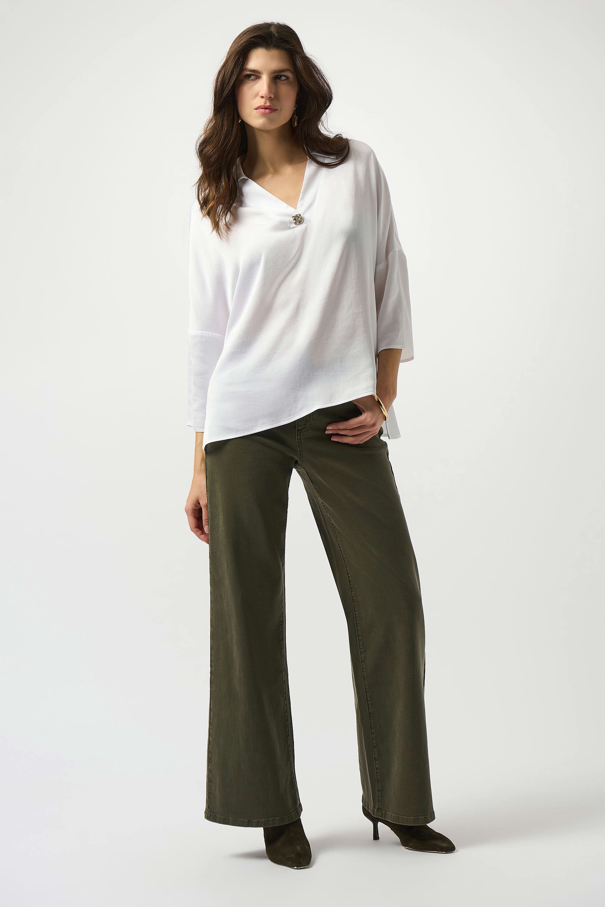 Joseph Ribkoff Recycled Hammered Satin Boxy Top-253076