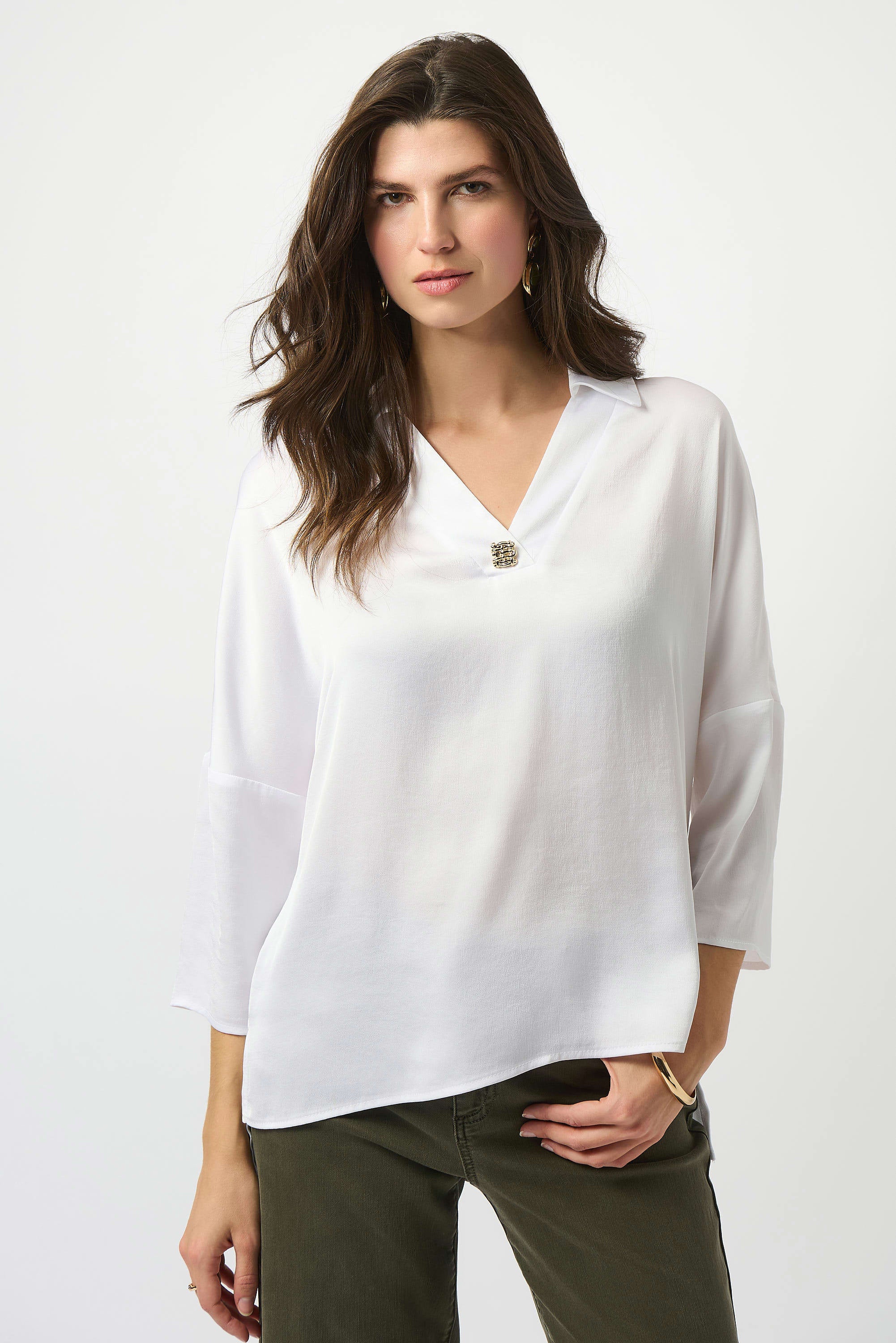 Joseph Ribkoff Recycled Hammered Satin Boxy Top-253076