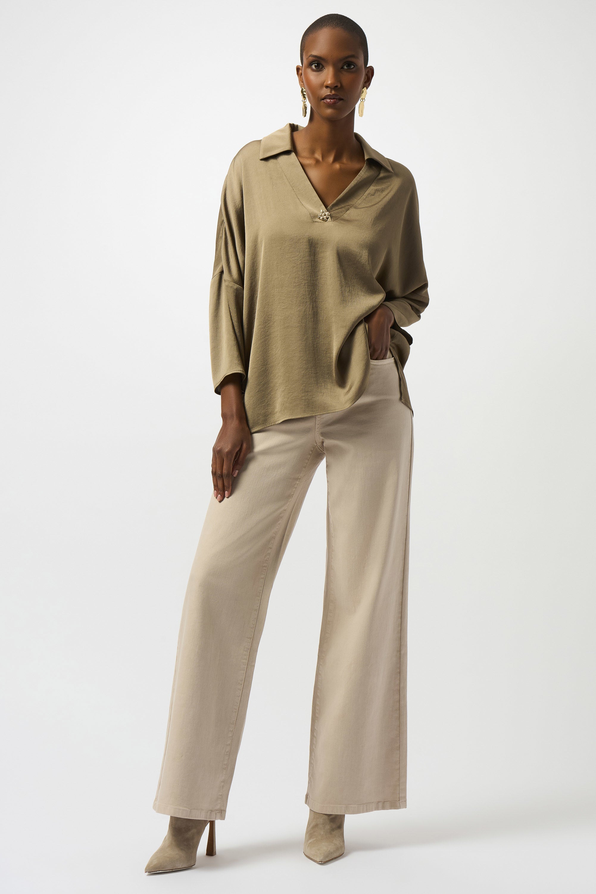 Joseph Ribkoff Recycled Hammered Satin Boxy Top-253076