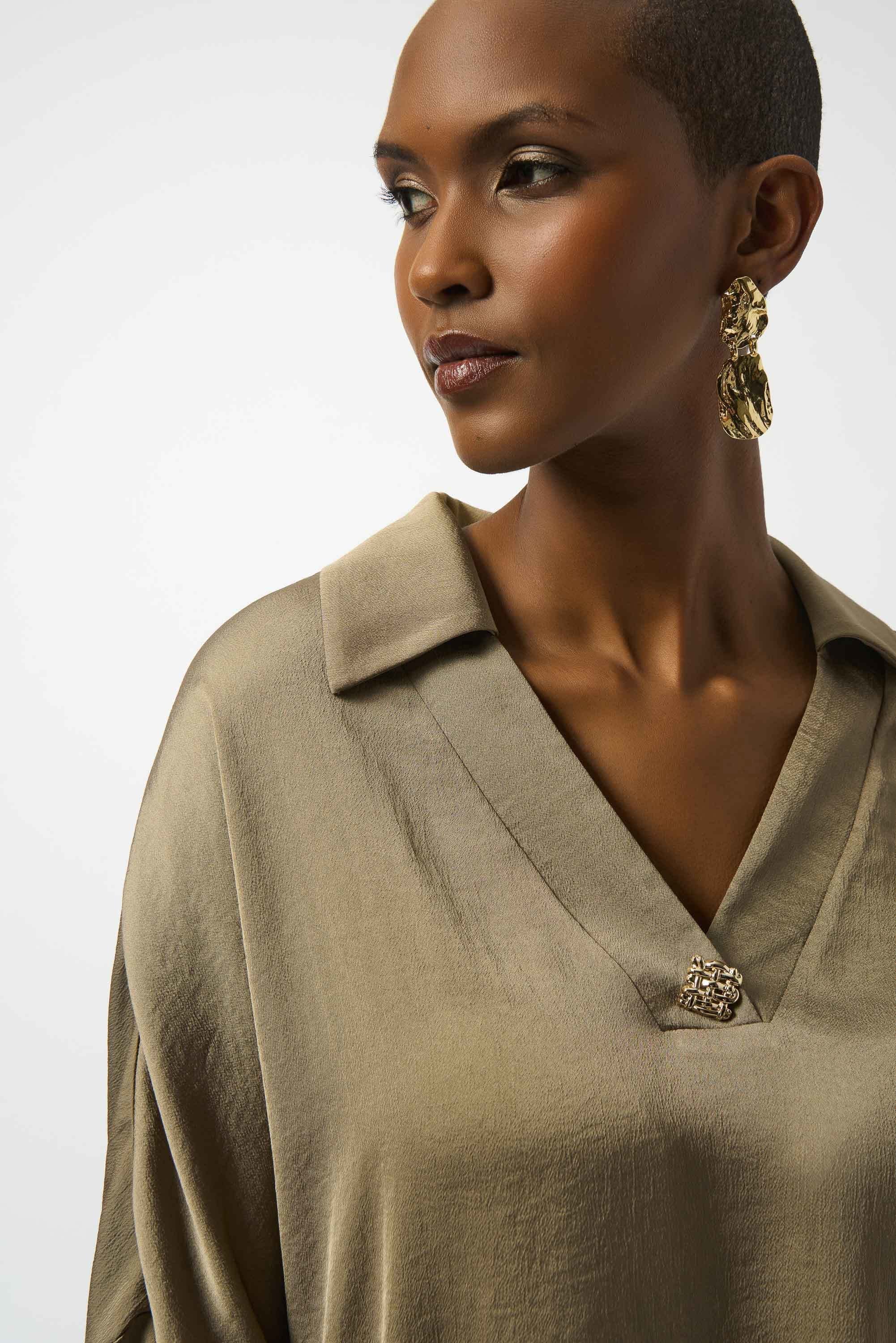 Joseph Ribkoff Recycled Hammered Satin Boxy Top-253076