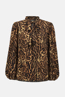 Georgette Animal Print Straight Top-253077