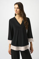 Joseph Ribkoff Silky Knit & Georgette Flared Top-253082
