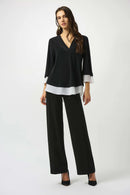 Joseph Ribkoff Silky Knit & Georgette Flared Top-253082