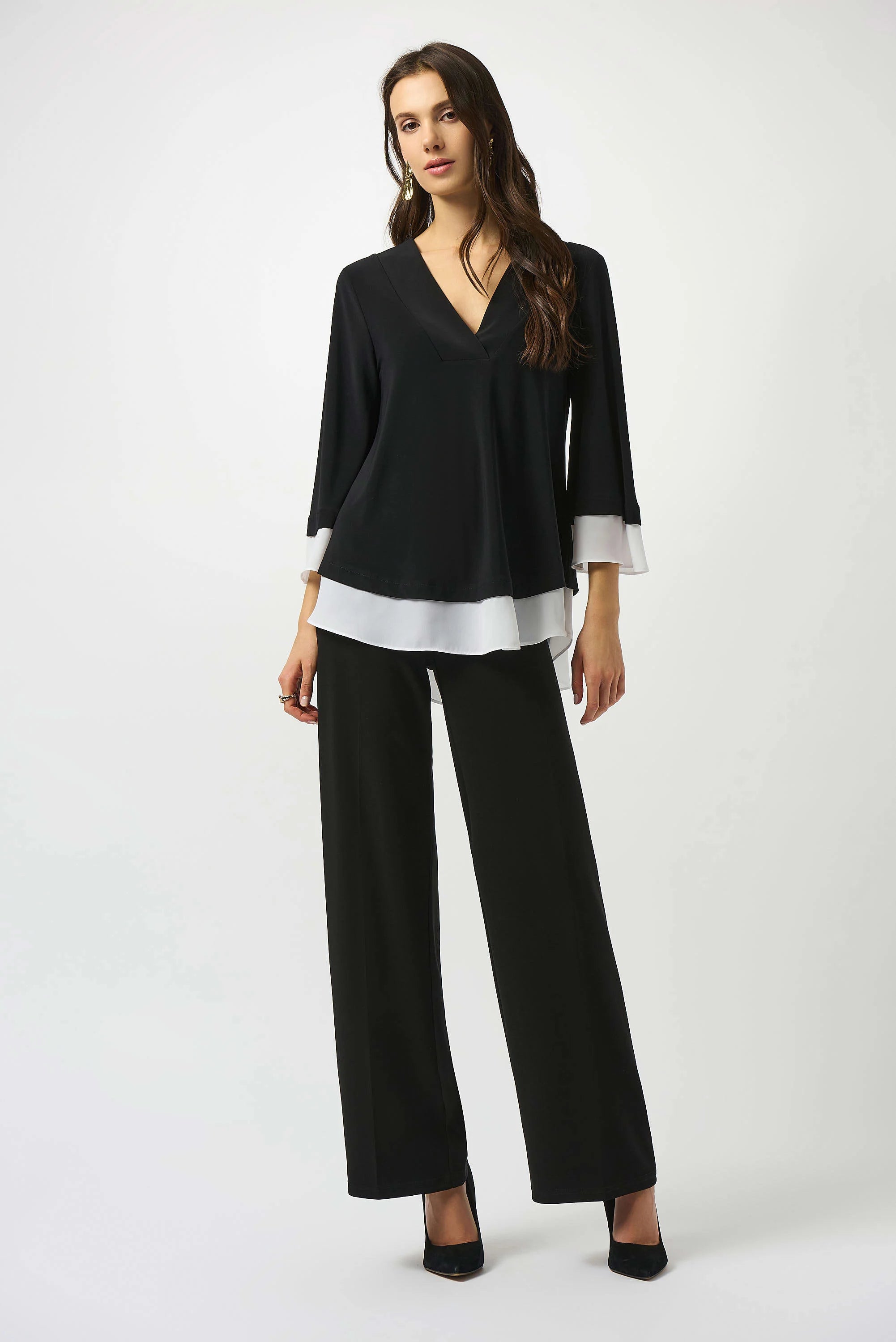 Joseph Ribkoff Silky Knit & Georgette Flared Top-253082