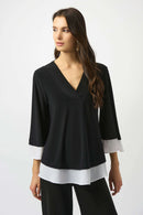 Joseph Ribkoff Silky Knit & Georgette Flared Top-253082