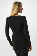 Silky Knit Fitted Wrap Top-253140