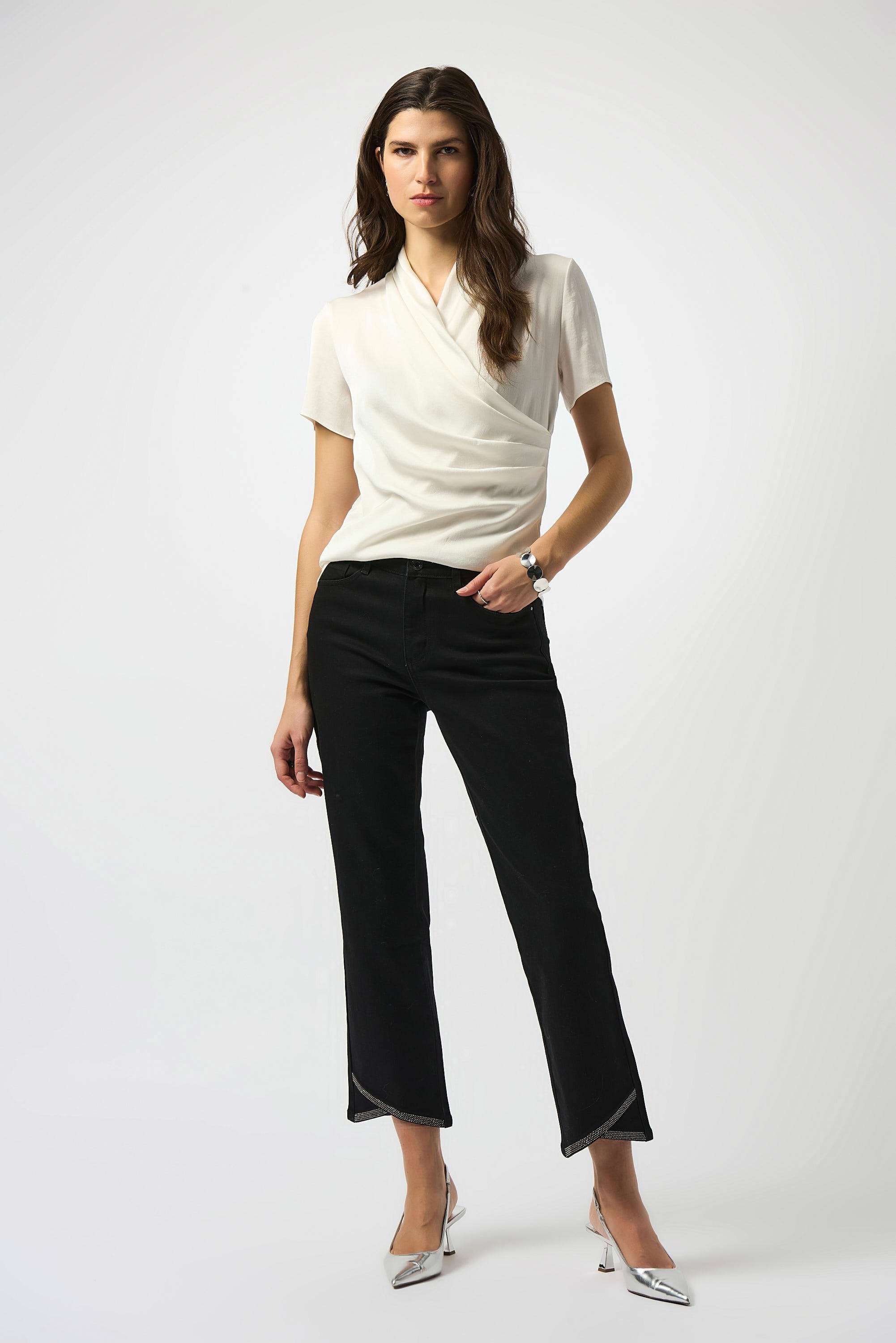 Joseph Ribkoff Satin And Silky Knit Wrap Top-253237
