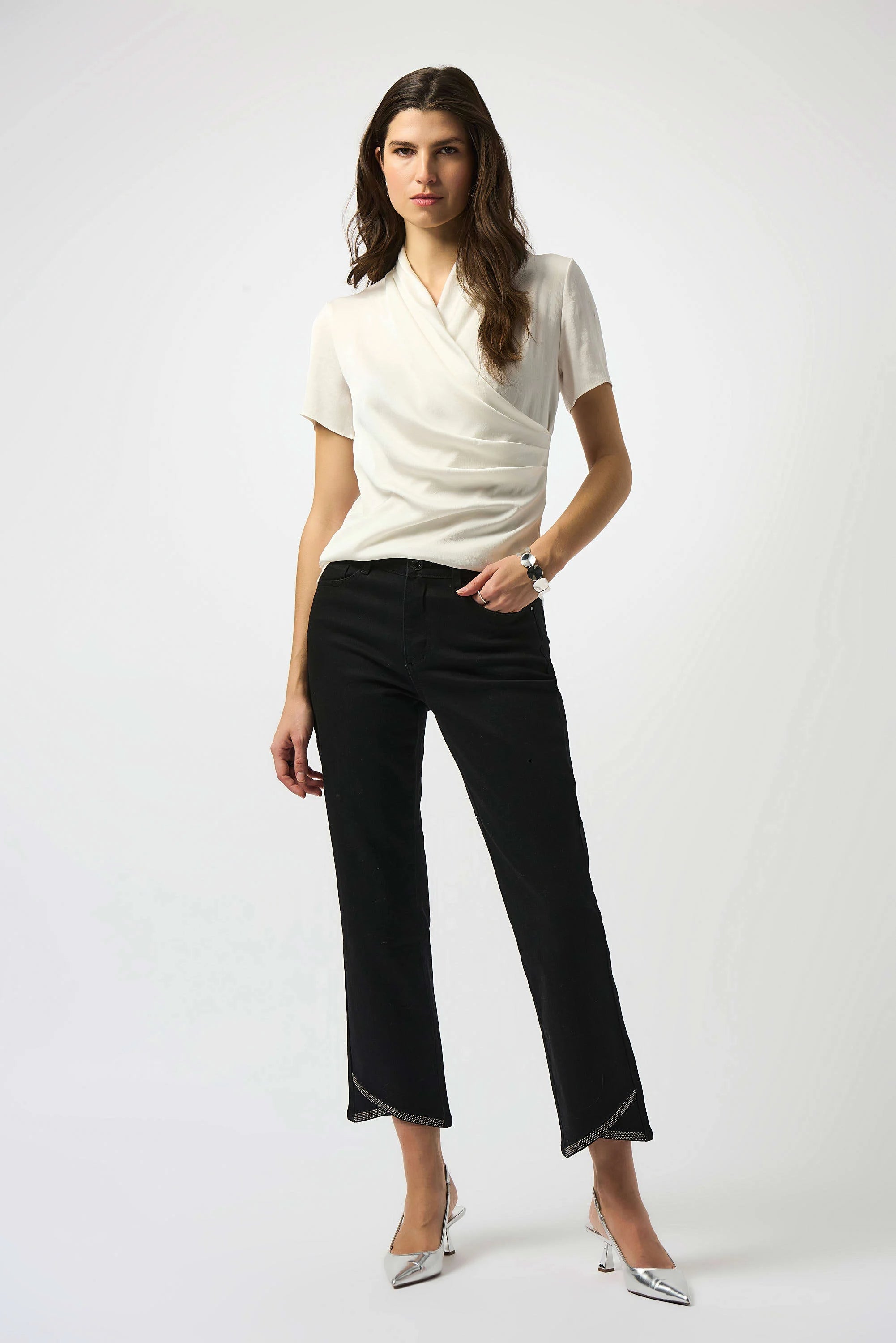 Joseph Ribkoff Satin And Silky Knit Wrap Top-253237