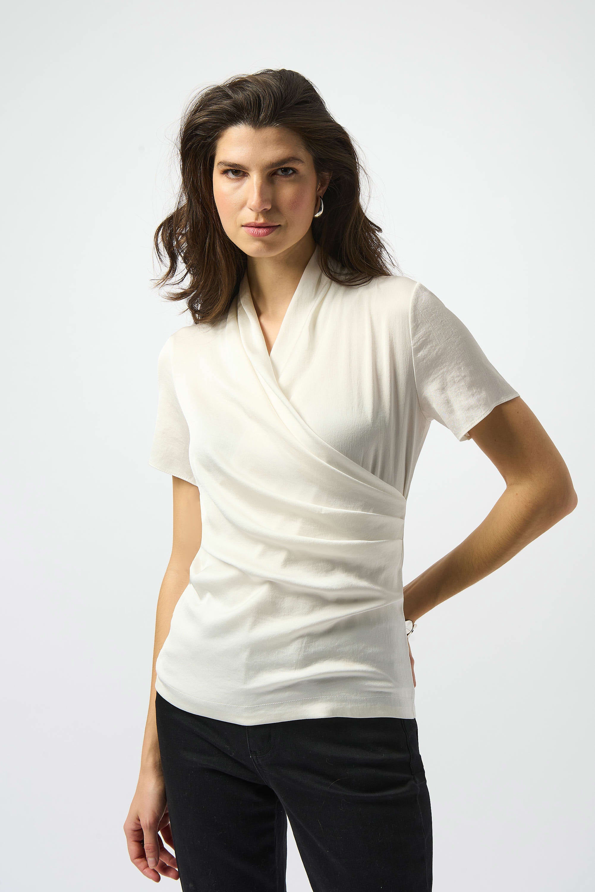 Joseph Ribkoff Satin And Silky Knit Wrap Top-253237