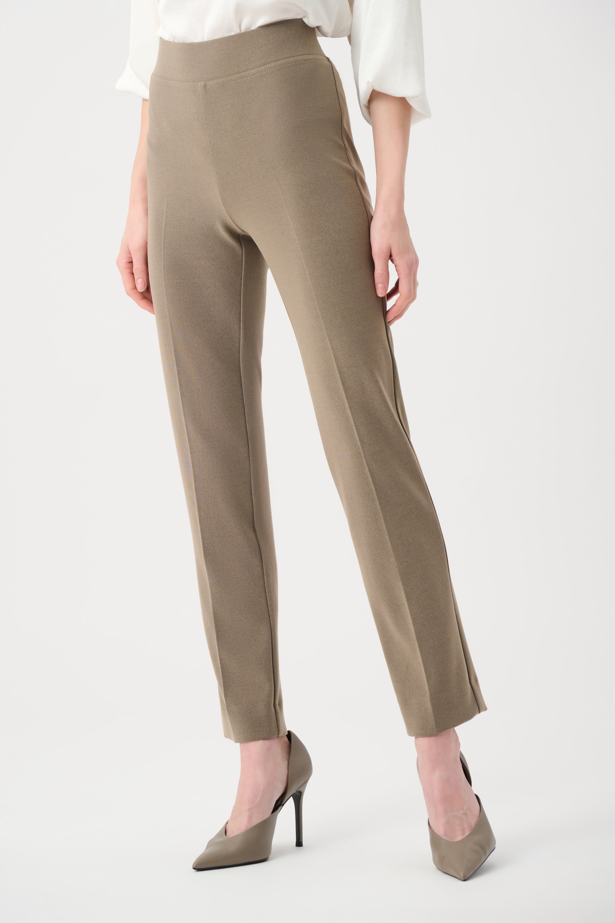 Melange Silky Knit Straight Leg Pull-On Pants