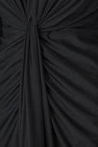 Signature | Satin Effect Knit Draped V-Neck Sheath Dress