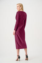 Signature | Satin Effect Knit Draped V-Neck Sheath Dress