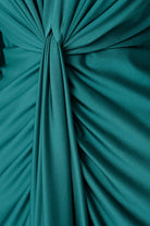 Signature | Satin Effect Knit Draped V-Neck Sheath Dress