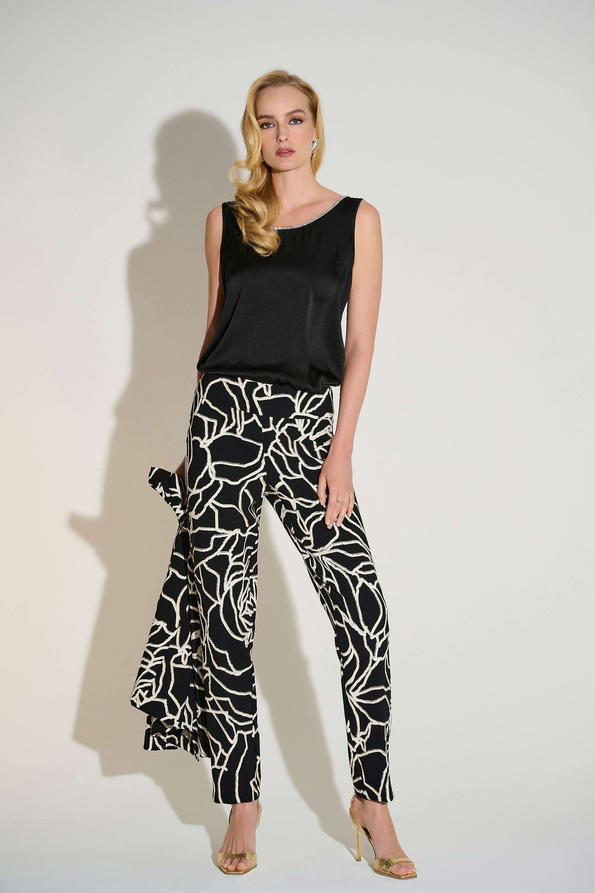 Joseph Ribkoff Signature Foiled Floral Slim Fit Pants-253784