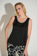 Joseph Ribkoff Satin Top with Rhinestone Trim-253744