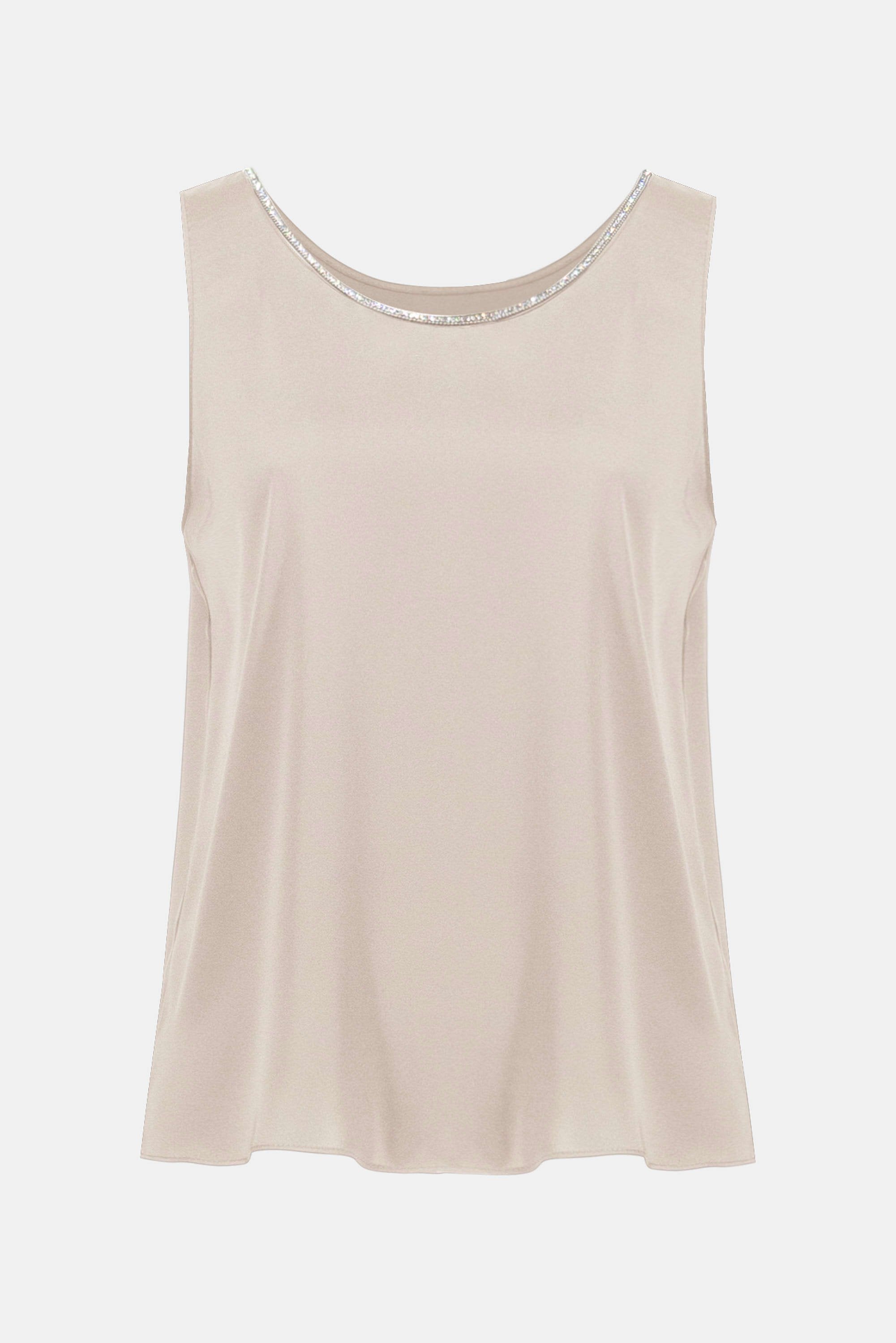 Joseph Ribkoff Satin Top with Rhinestone Trim-253744
