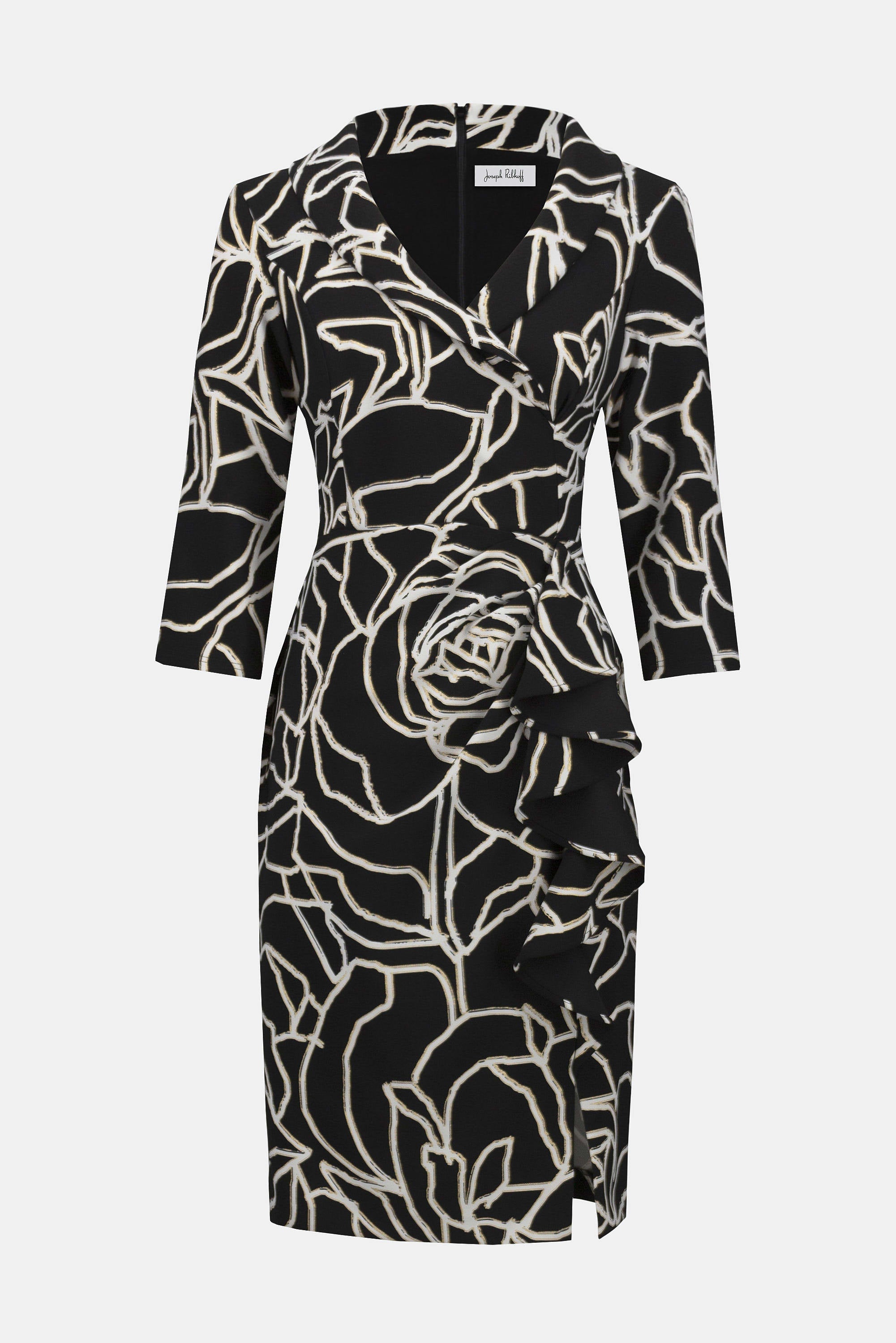 Joseph Ribkoff Lux Twil Foiled Floral Sheath Dress-253786