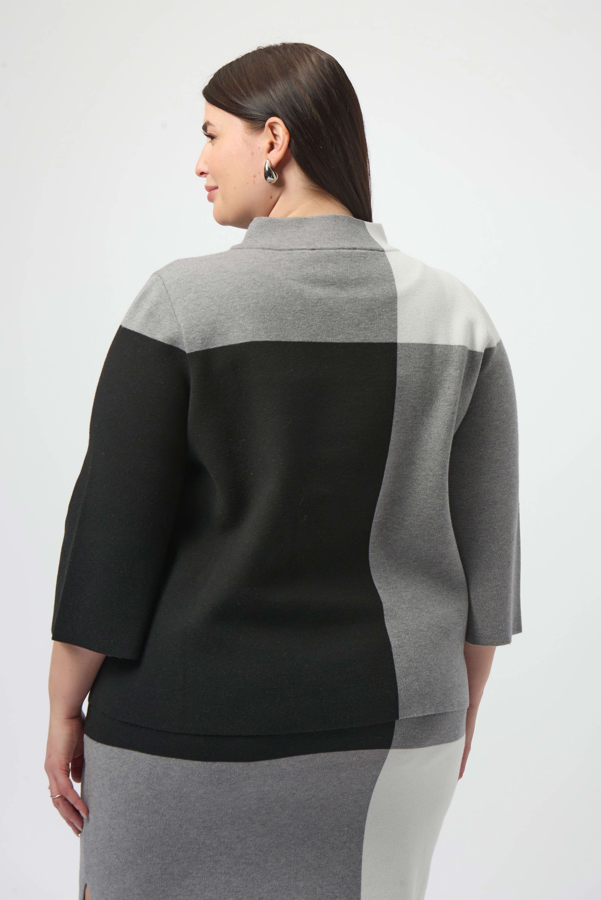 Joseph Ribkoff Jacquard Sweater Color Block Pullover-253907