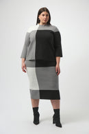 Joseph Ribkoff Jacquard Sweater Color Block Skirt-253908