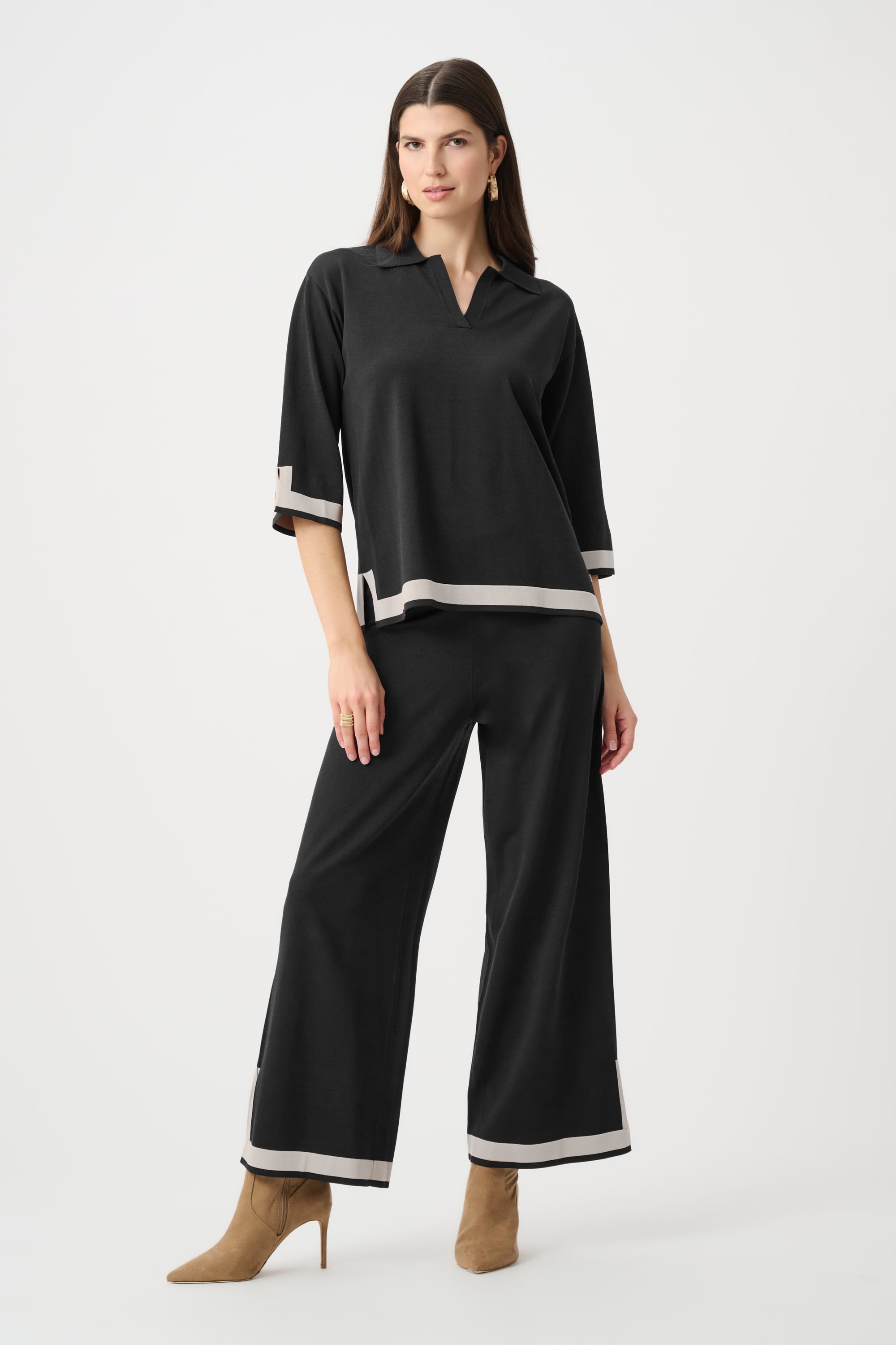 Sweater Knit Colour Block Culotte Pants