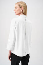 Stretch Poplin Button-Front Blouse with Zipper Accent