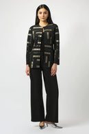 Joseph Ribkoff Scuba & Leatherette Collarless Jacket-253929
