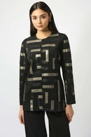 Joseph Ribkoff Scuba & Leatherette Collarless Jacket-253929
