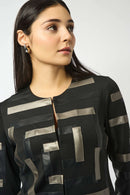 Joseph Ribkoff Scuba & Leatherette Collarless Jacket-253929