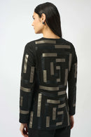 Joseph Ribkoff Scuba & Leatherette Collarless Jacket-253929