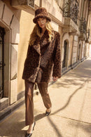 Joseph Ribkoff Faux Fur Leopard Double-Breasted Coat-253937