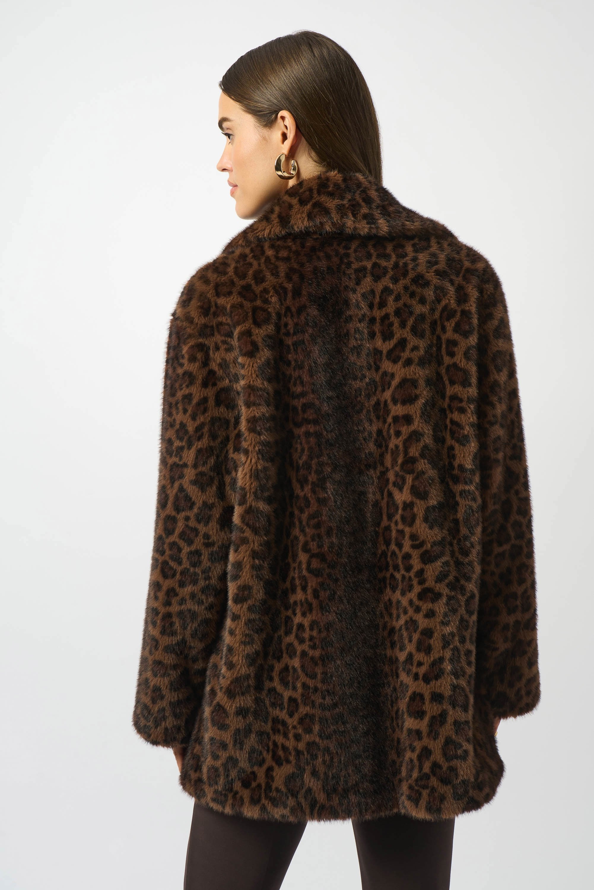 Joseph Ribkoff Faux Fur Leopard Double-Breasted Coat-253937