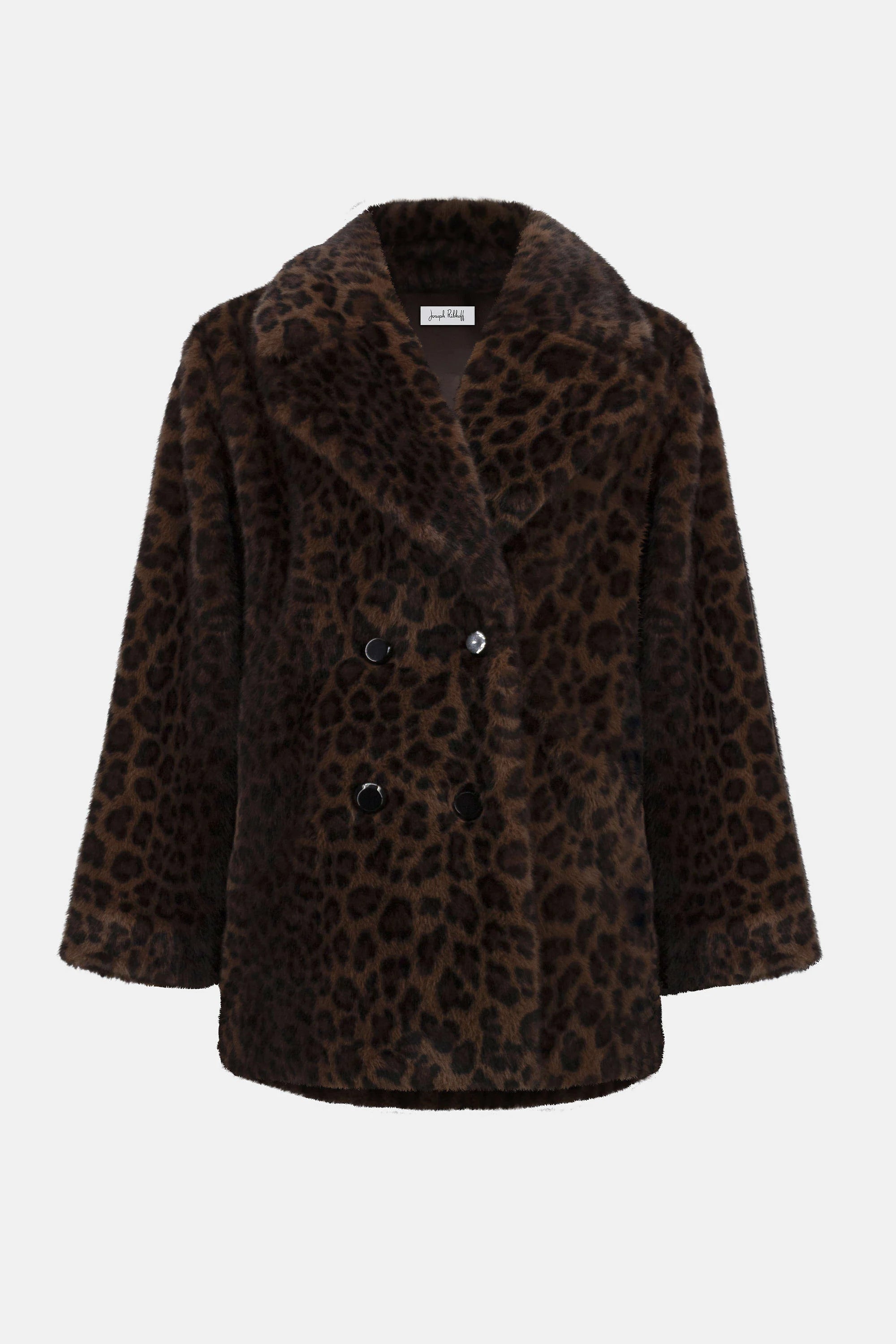 Joseph Ribkoff Faux Fur Leopard Double-Breasted Coat-253937