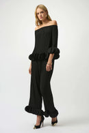Joseph Ribkoff Georgette Off Shoulder Pleated Top-253939