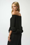 Joseph Ribkoff Georgette Off Shoulder Pleated Top-253939