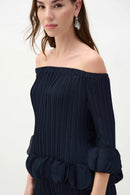 Joseph Ribkoff  Navy Georgette   Pleated Top-253939S