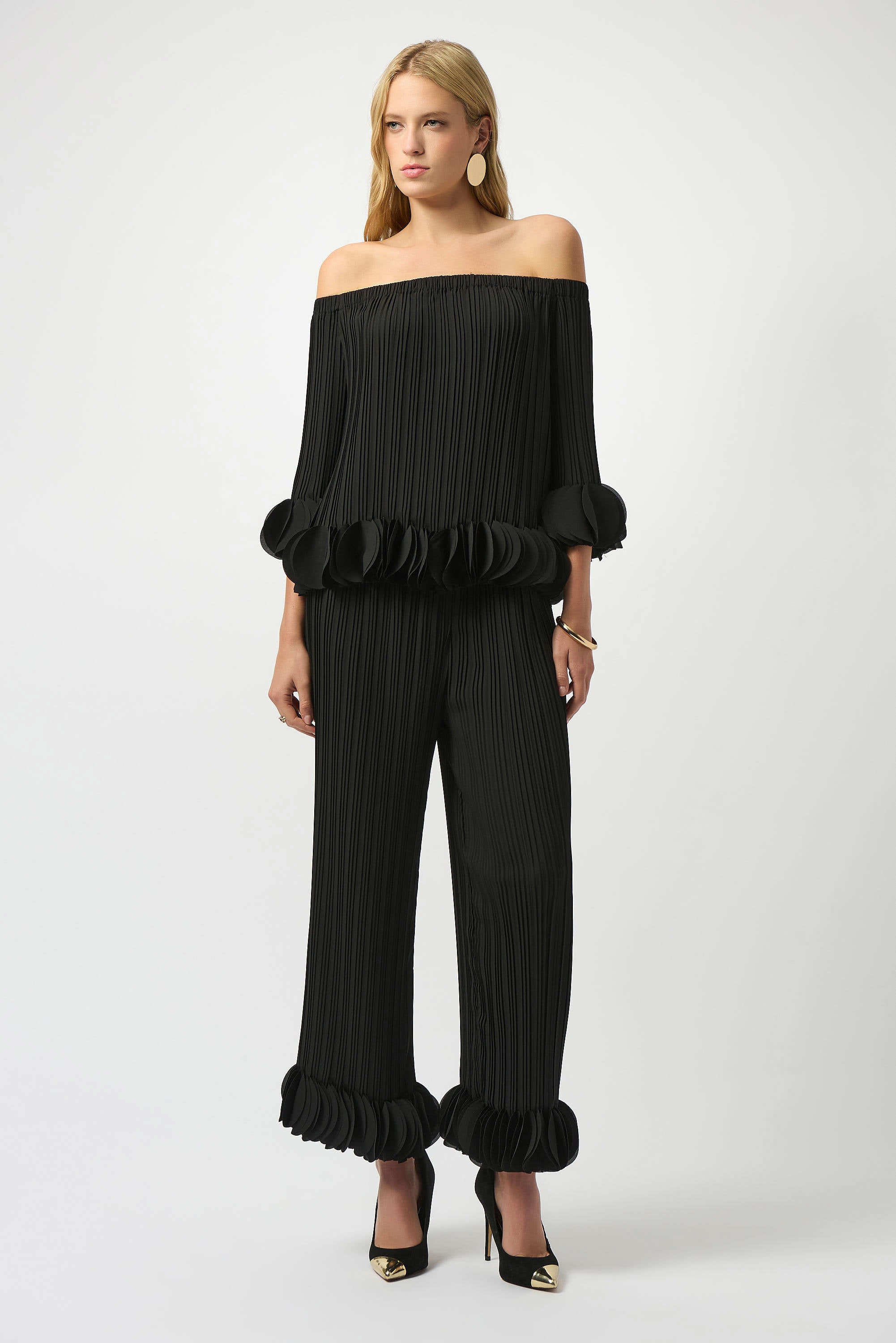 Joseph Ribkoff Georgette Wide Leg Pleated Pants-253940
