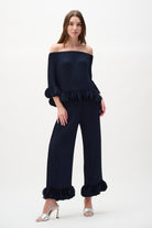 Georgette Wide Leg Pleated Pants