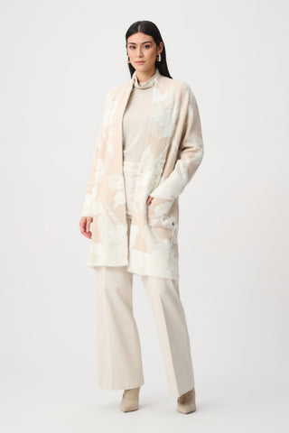 Joseph Ribkoff Abstract Jacquard Sweater Knit Long Cardigan-253956F26