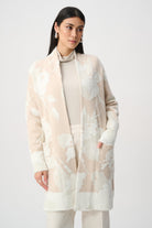 Abstract Jacquard Sweater Knit Long Cardigan