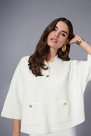 Joseph Ribkoff Sweater Knit Boxy Pullover With Polo Collar-253962