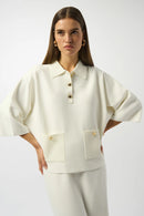 Joseph Ribkoff Sweater Knit Boxy Pullover With Polo Collar-253962