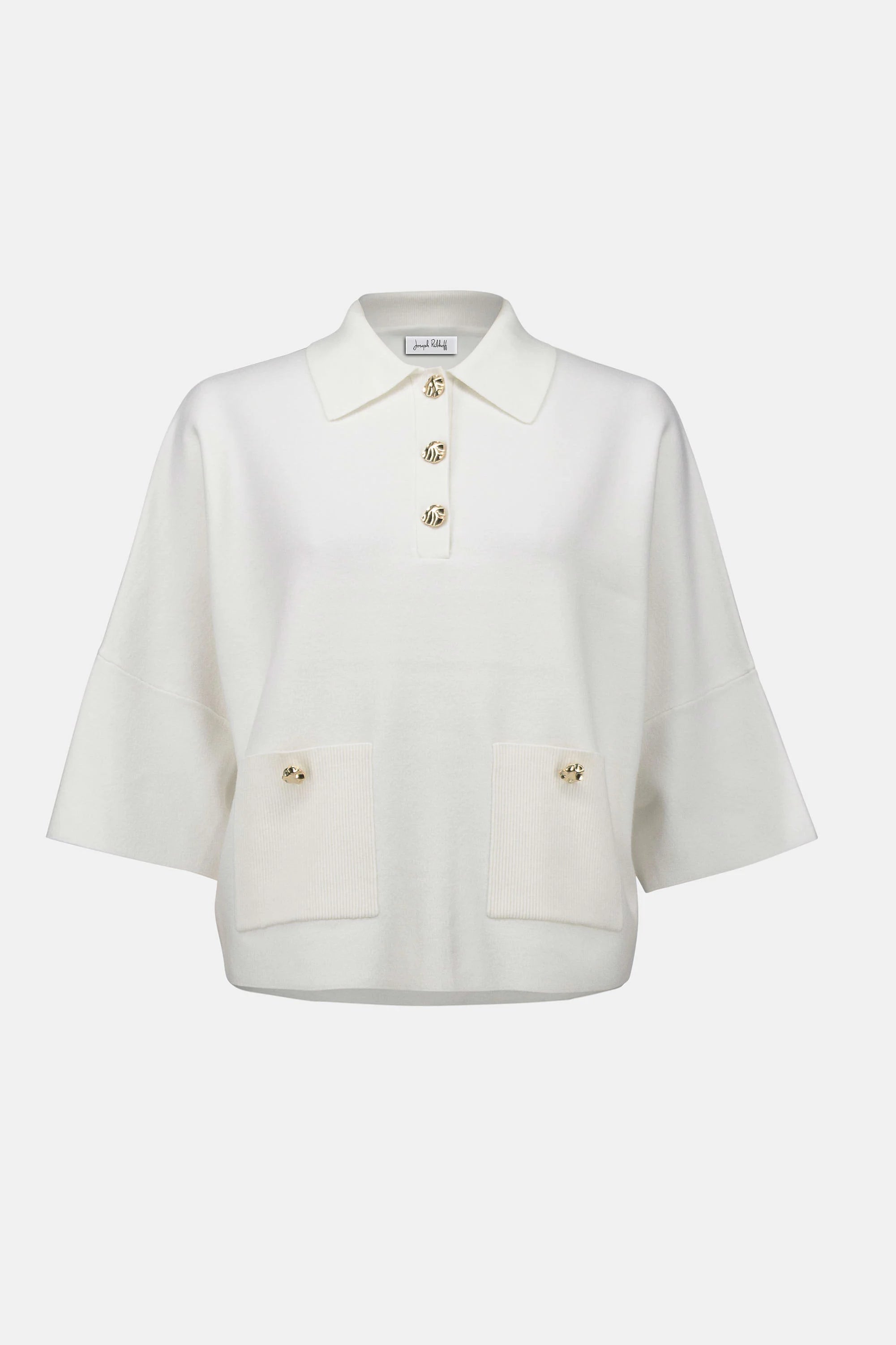 Joseph Ribkoff Sweater Knit Boxy Pullover With Polo Collar-253962