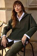 Joseph Ribkoff Sweater Knit Boxy Pullover With Zipped Collar-253963