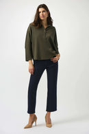 Joseph Ribkoff Sweater Knit Boxy Pullover With Zipped Collar-253963