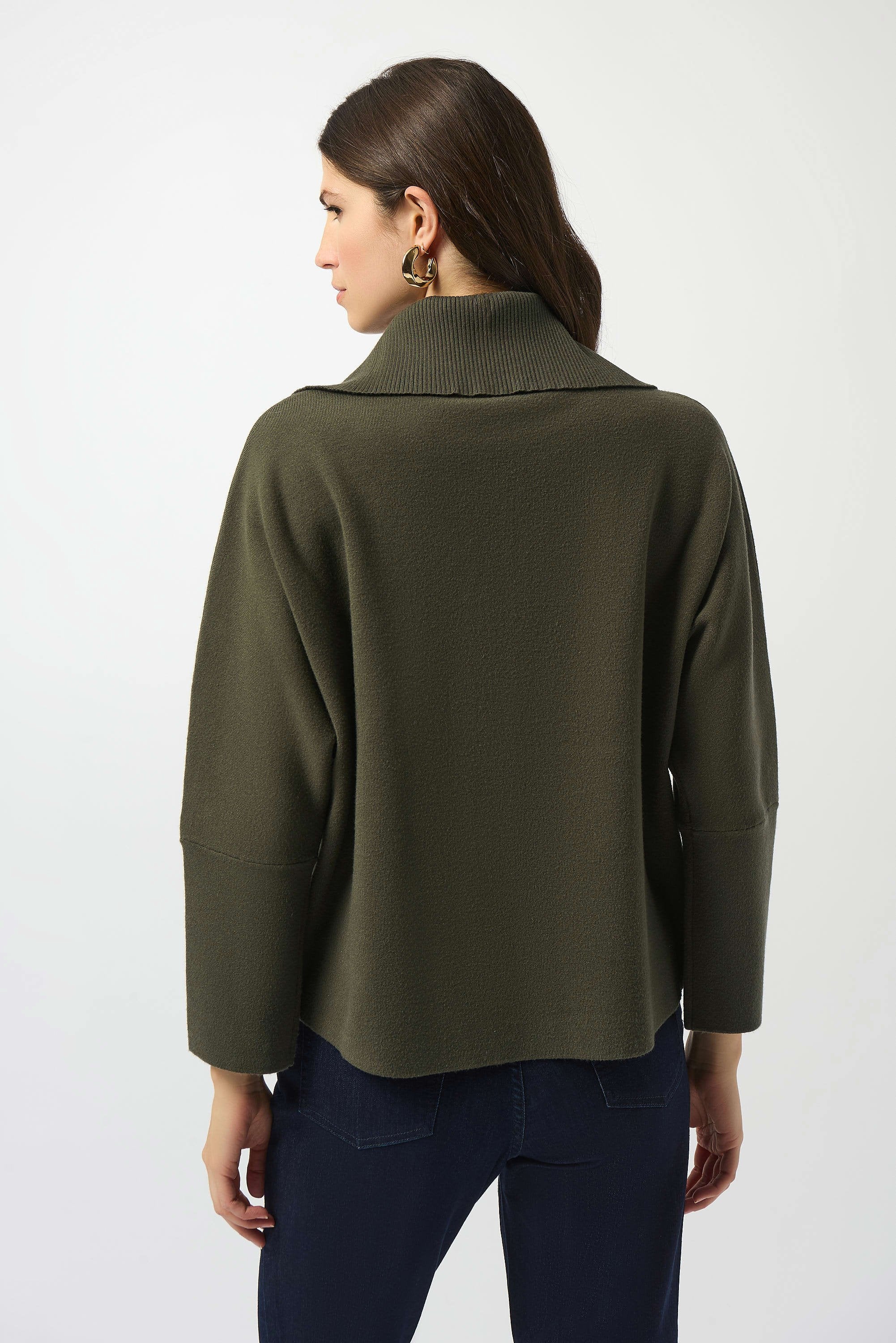 Joseph Ribkoff Sweater Knit Boxy Pullover With Zipped Collar-253963