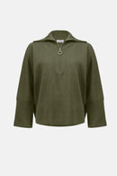 Joseph Ribkoff Sweater Knit Boxy Pullover With Zipped Collar-253963