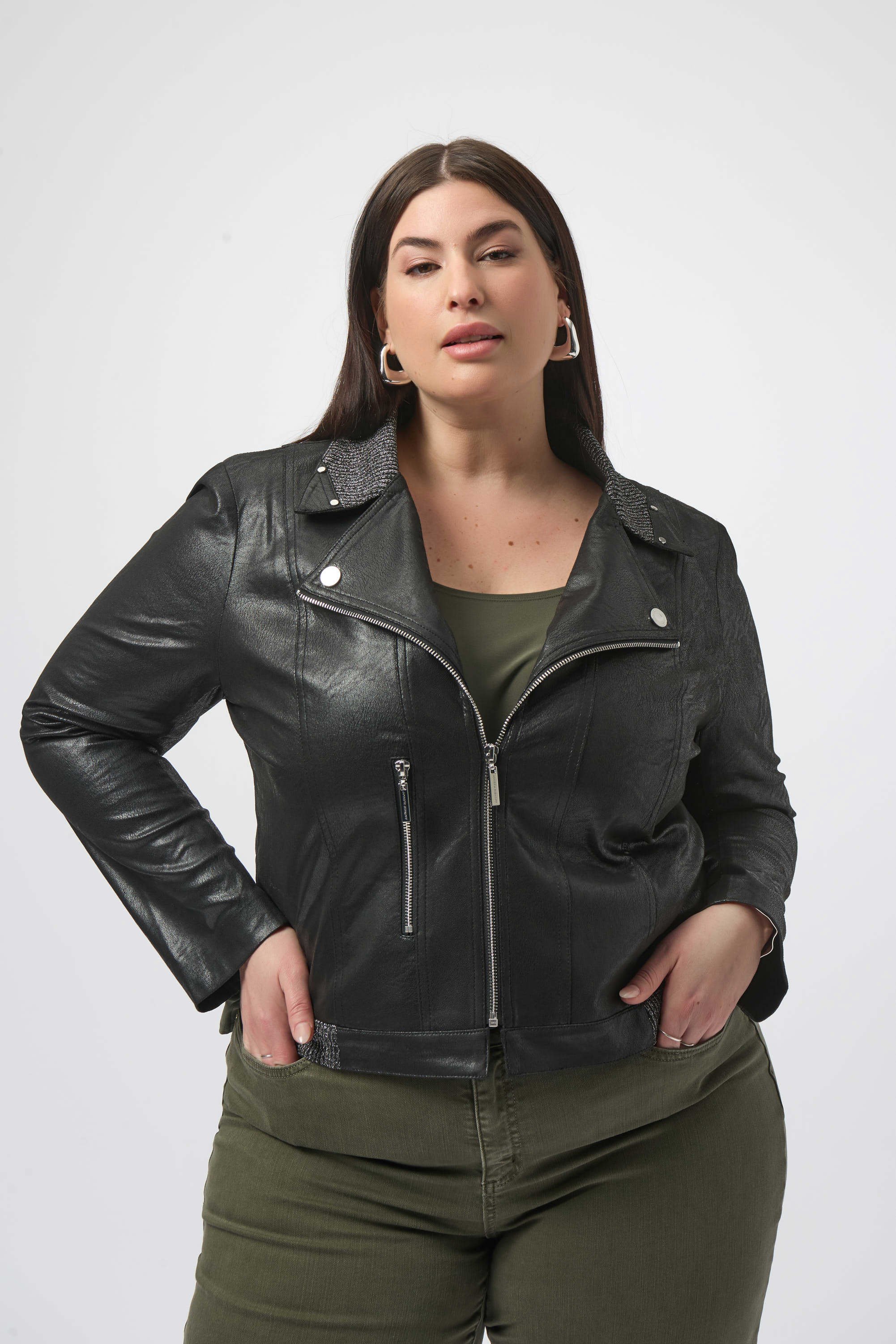 Joseph Ribkoff Foiled Faux Suede Fitted Jacket-253978