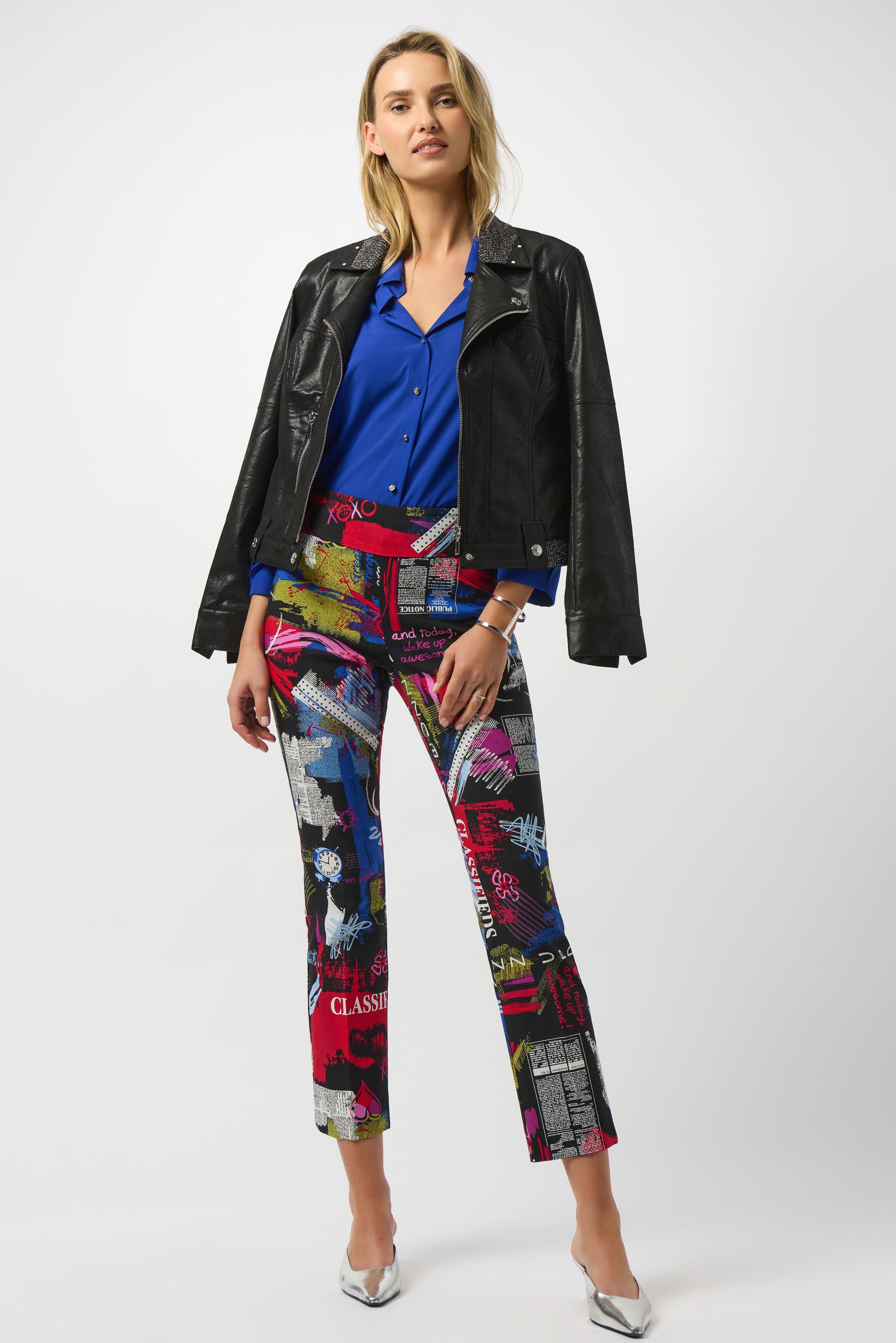 Joseph Ribkoff Foiled Faux Suede Fitted Jacket-253978